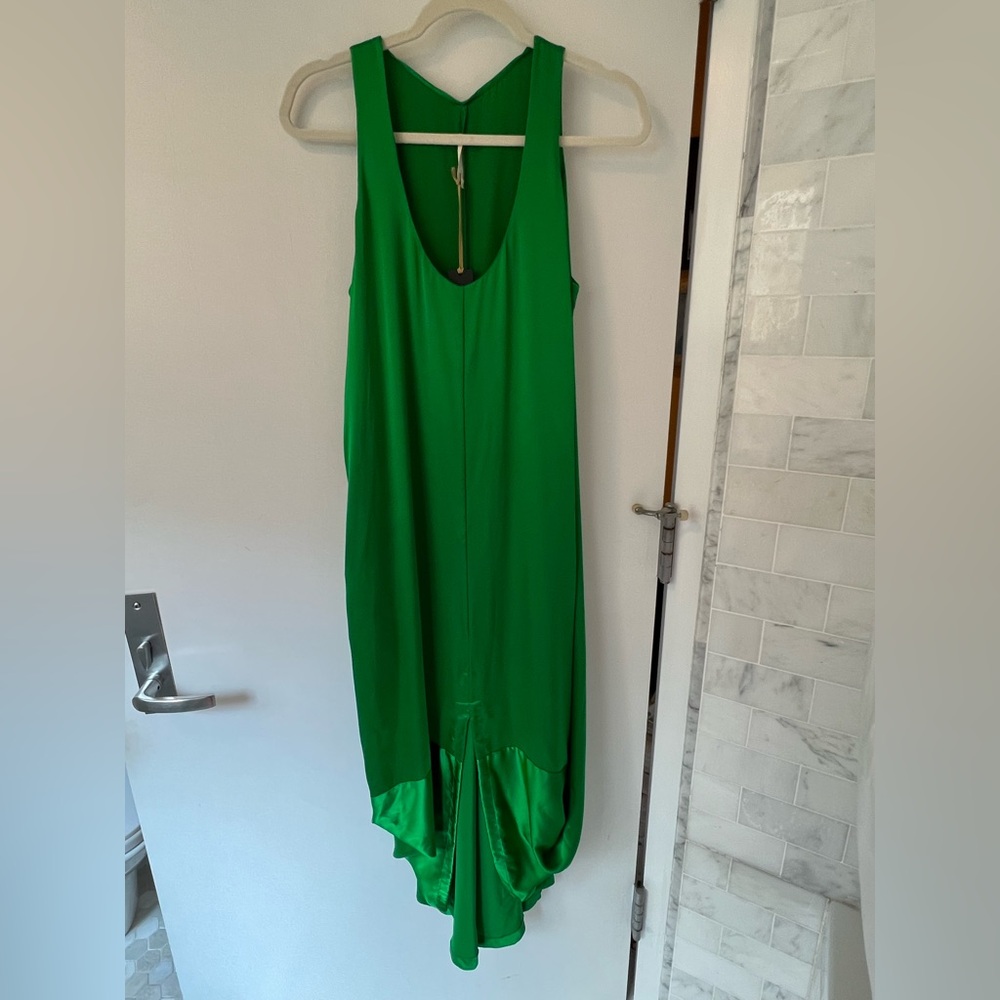 Kitx Green Hi Low Silk Dress